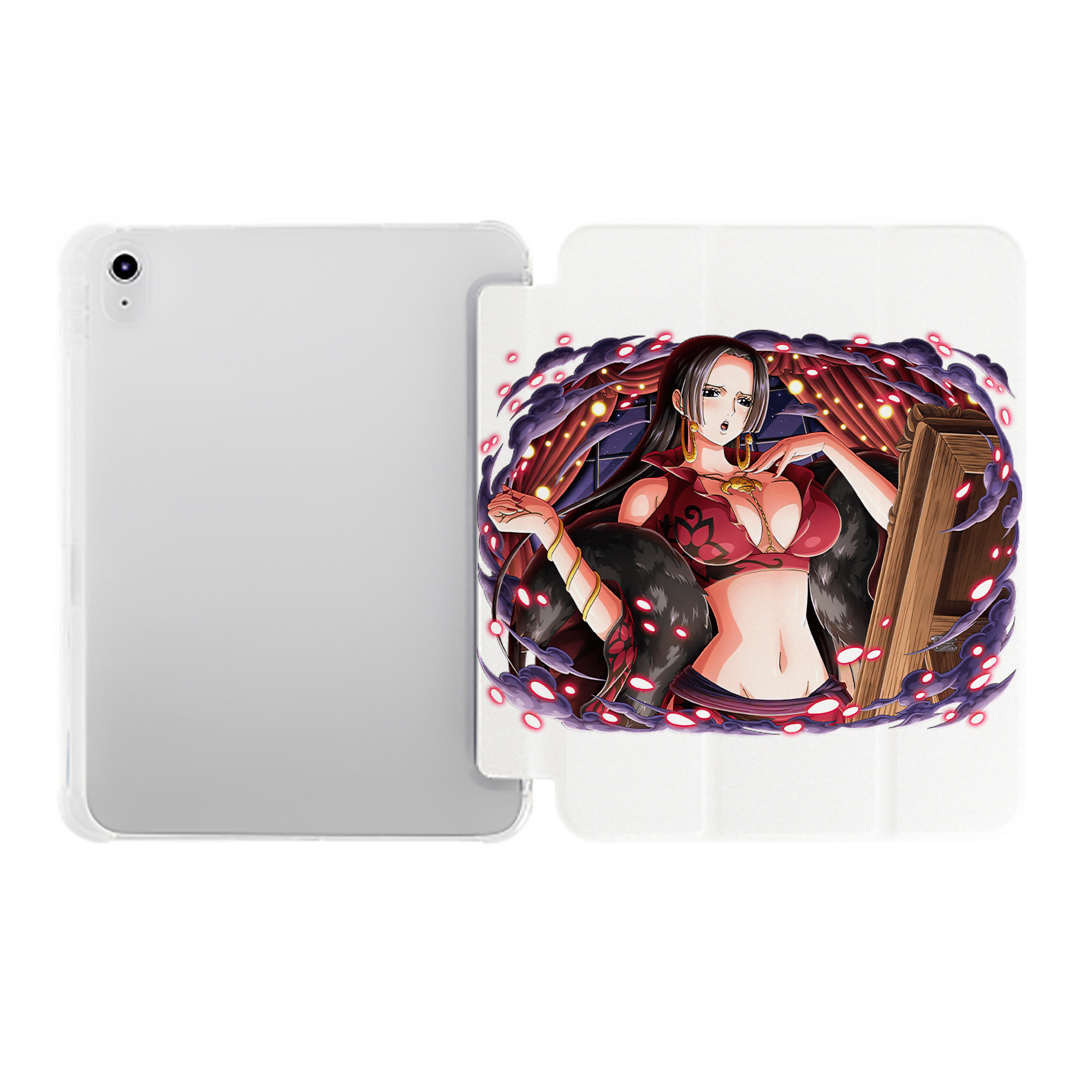 （画像用） ワンピース ボア・ハンコック ONE PIECE Boa·Hancock IPad ケース ペン収納付き 三つ折りスタンド PUレザー×シリコン 対応機種9.5/10.5/10.9インチ